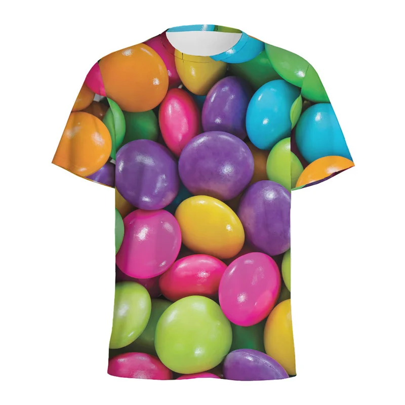 Colorful Lollipop Graphic T-shirt For Men Summer Round Neck Short Sleeves 3D Printed Candy Tee Shirts Casual Oversized T Shirt