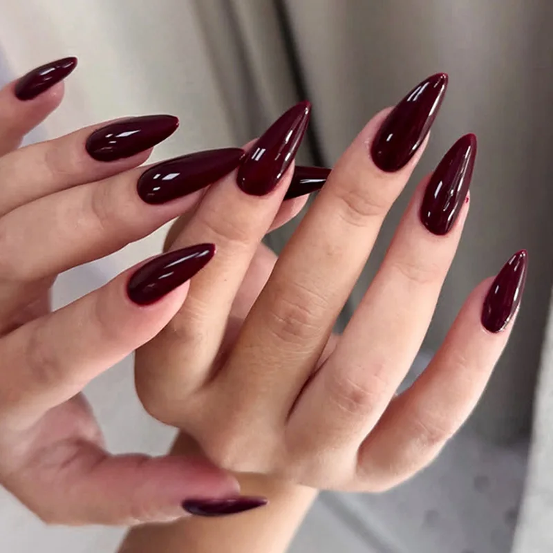 24 piezas de uñas de presión cortas ovaladas rosa empolvado con diseños simples, uñas de almendra reutilizables con pegamento 3