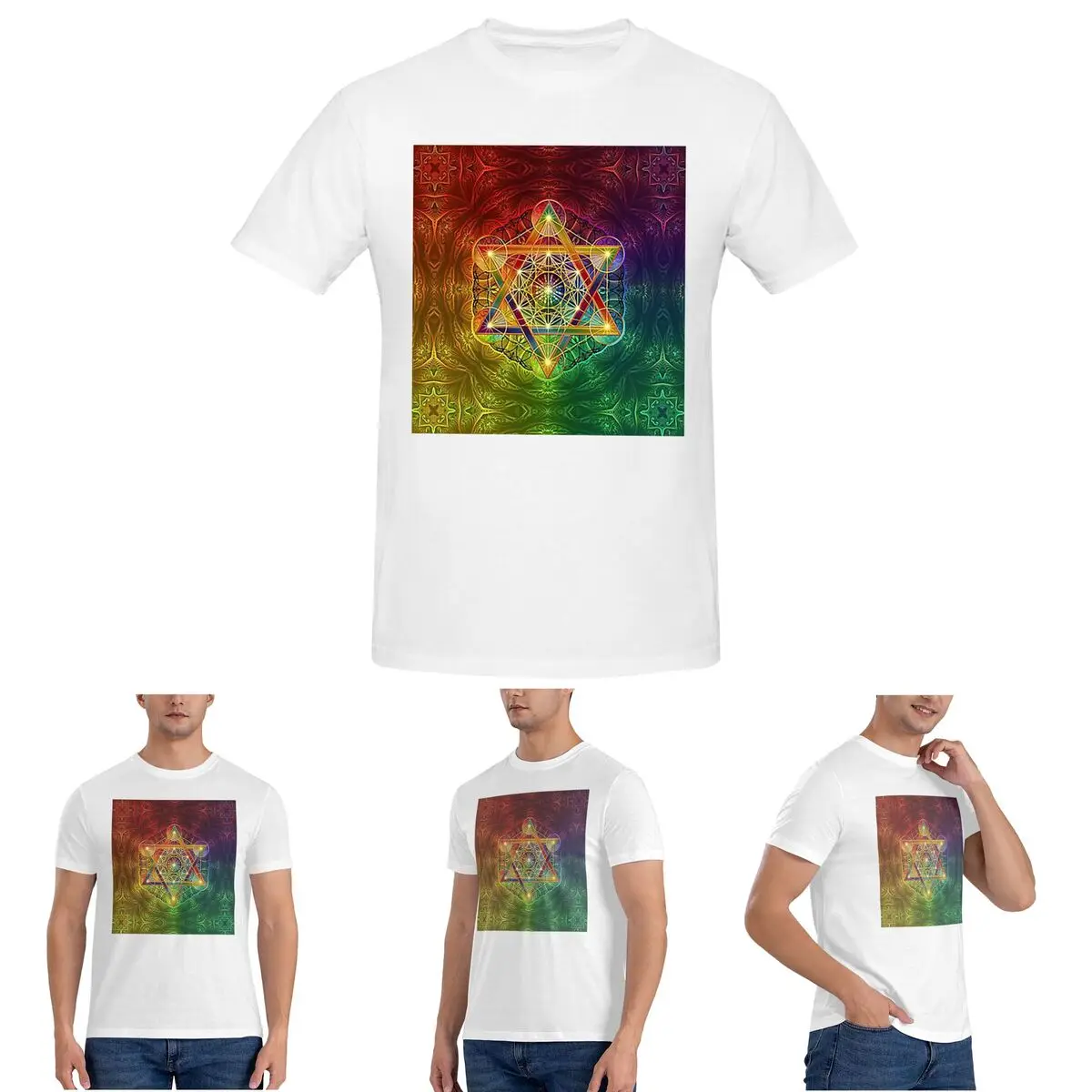 

Мужская футболка Metatron's Cube с Меркабой и цветком жизни, хлопковые футболки большого размера, мужская одежда с короткими рукавами и круглым вырезом
