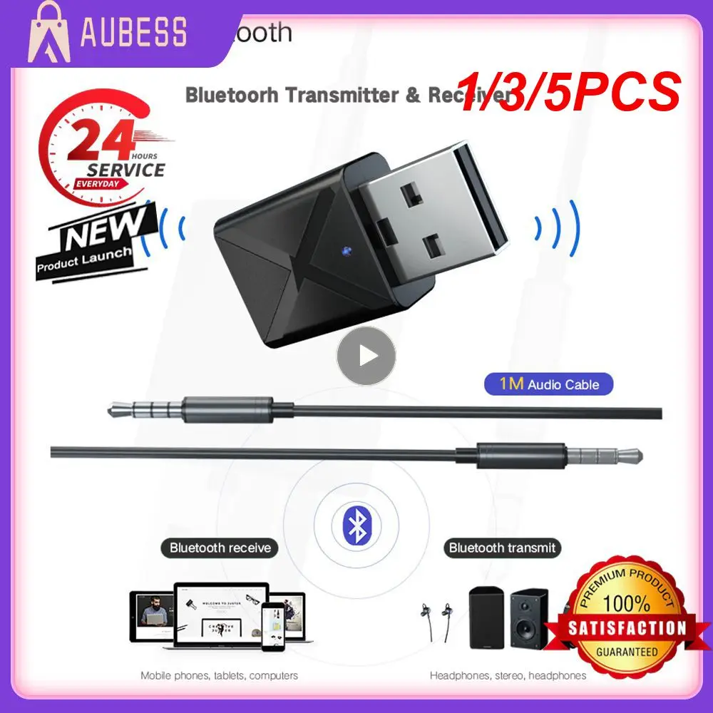 1/3/5PCS Wireless Music Streaming Adapter Standard 5.0 Black Audio Adapter Connection