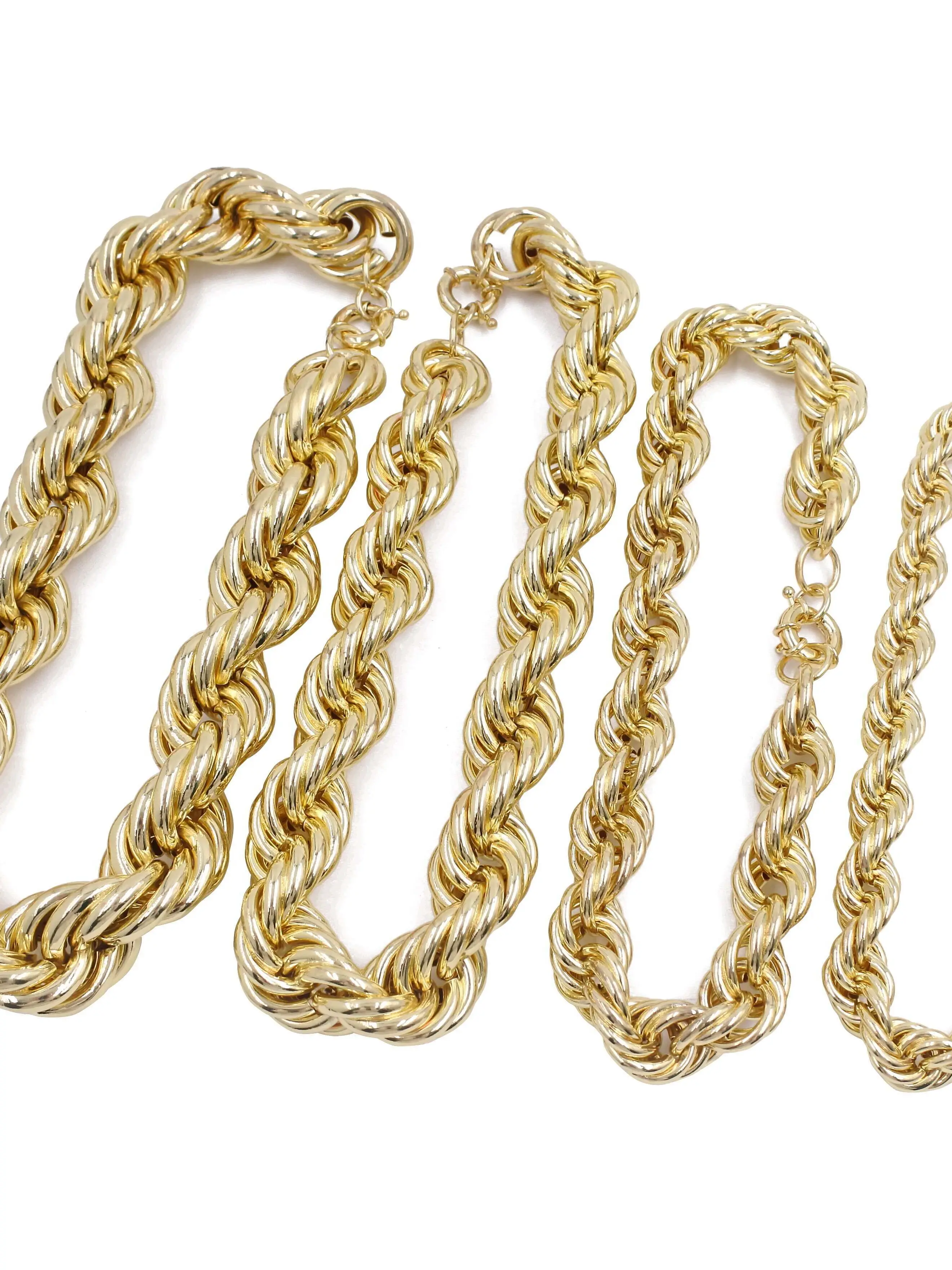 Fashion Best Sale Hip Hop Gold Plated Hollow Rope Chain Necklace Jewelry For Any Size