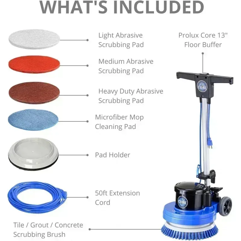QZA4-Prolux Core Floor Buffer - Heavy Duty Single Pad Commercial Floor Polisher and Tile Scrubber,
