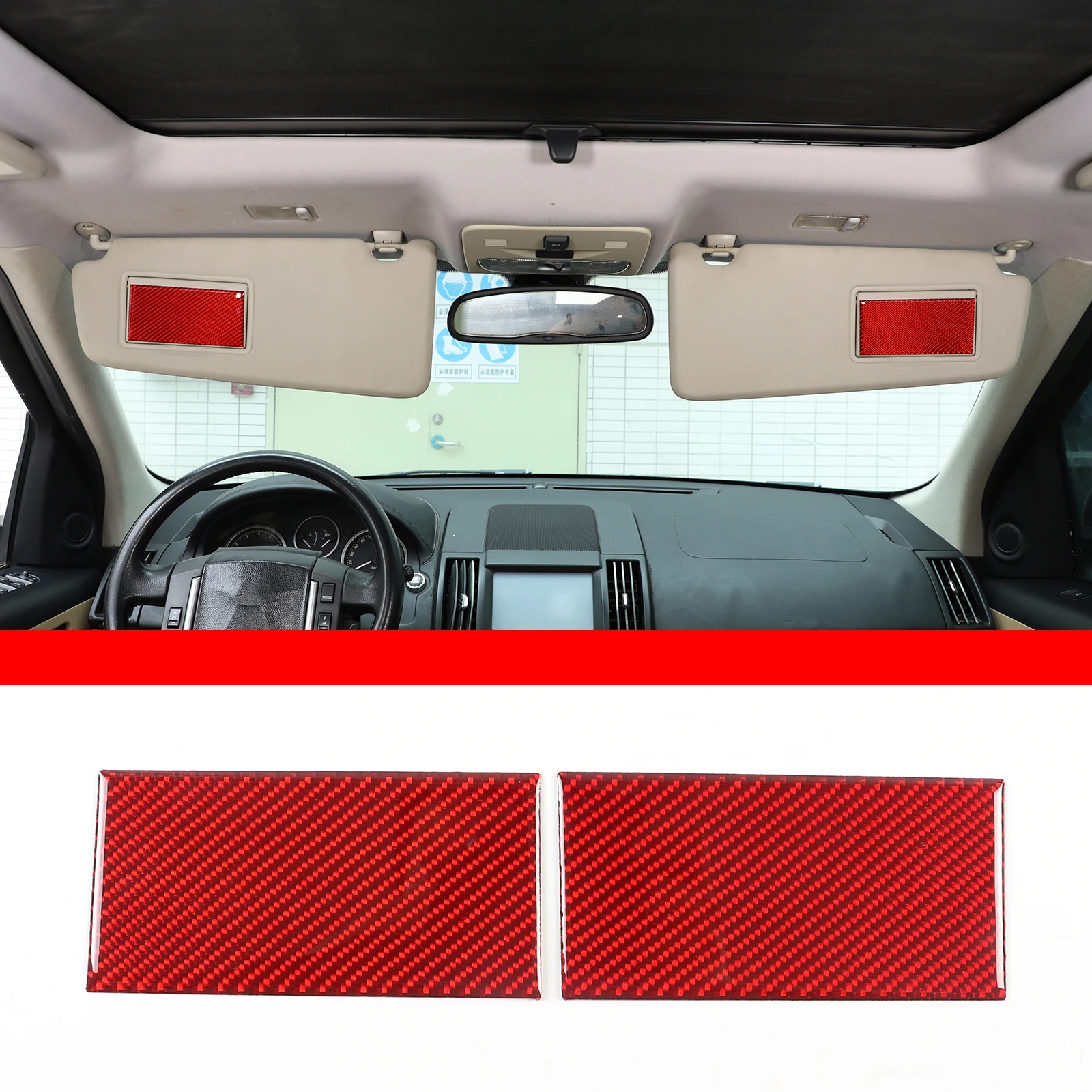 Soft Carbon Fiber Car Roof Sun Visor Panel Warning Label Trim Sticker For Land Rover Freelander 2 2007-2012 Car Accessories