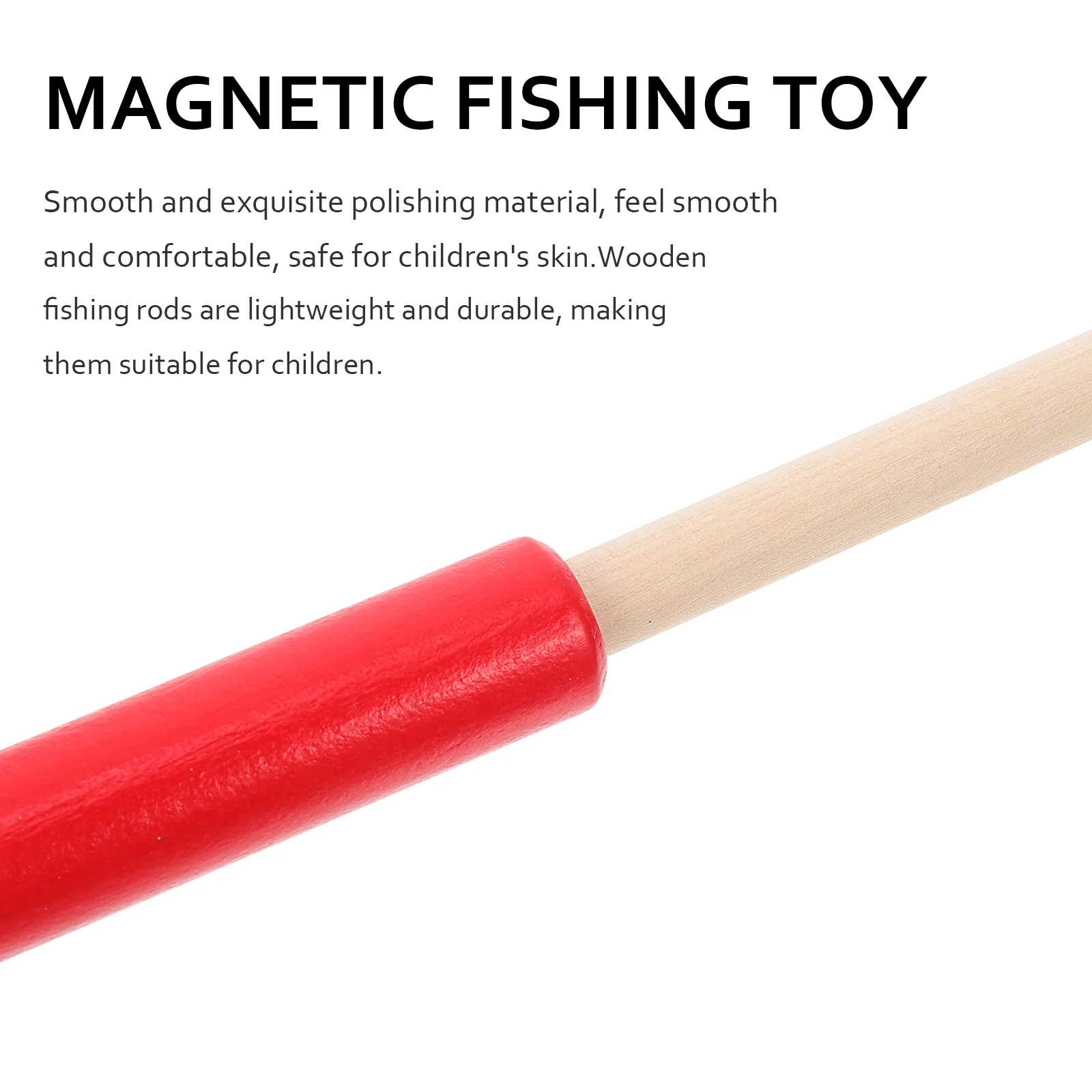 4 Pcs Children's Fishing Rod Early Education Plaything Rods Toys Wooden Magnetic Interesting Educational Woody