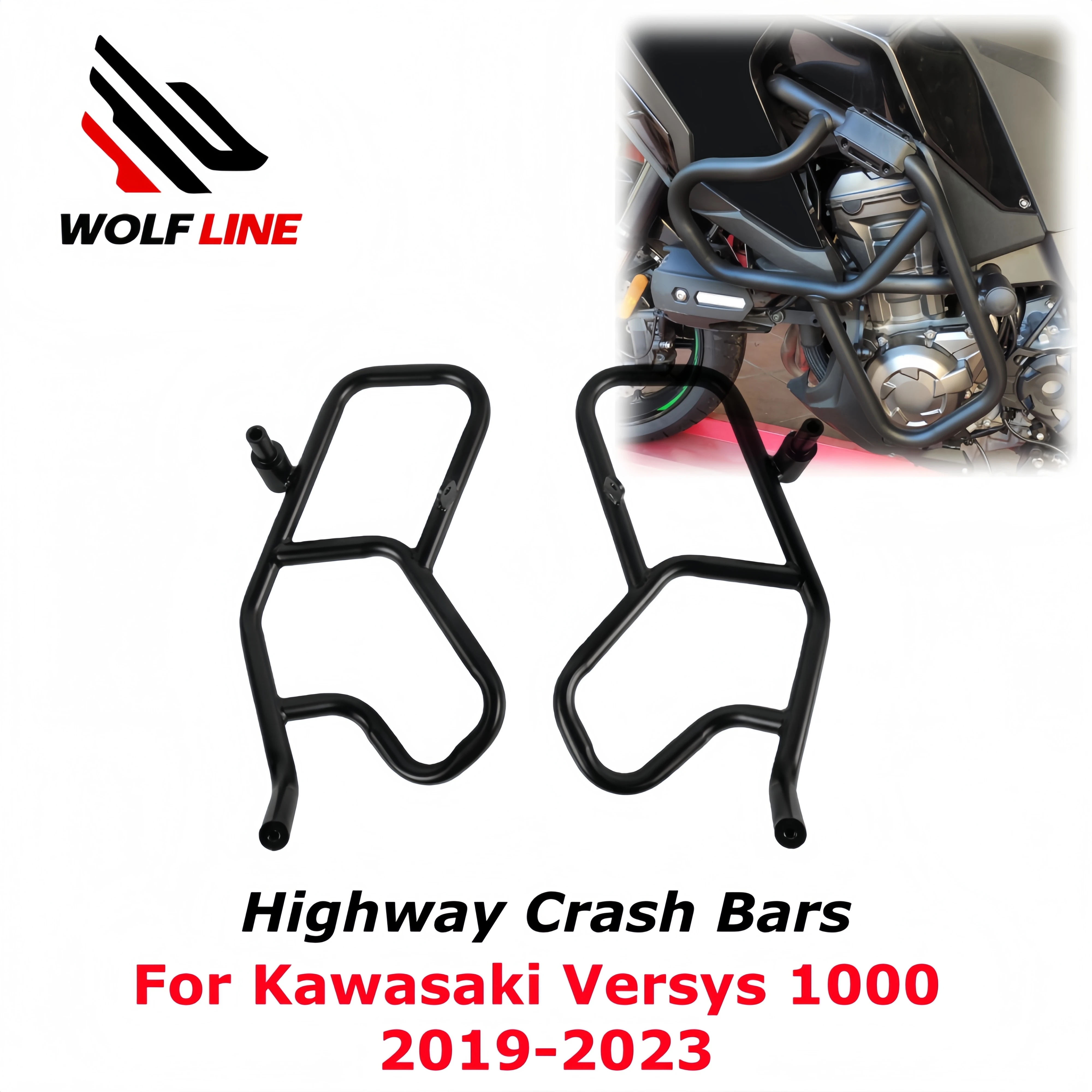 

WOLFLINE Versys 1000 Highway Crash Bars Engine Guard Bumper for Kawasaki Versys1000 Engine Frame Protection Bumper 2019-2023