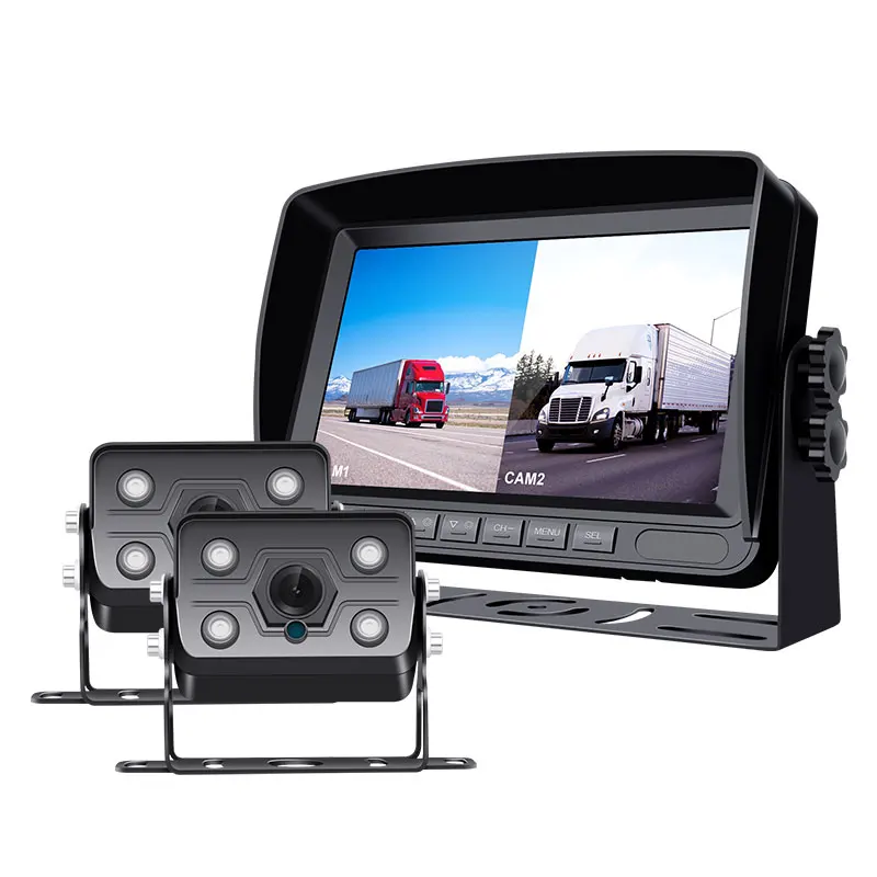 Easy Installation 175 Degree Rear Wire View Heavy Duty Vehicles 2 Cameras Auto Lightness Waterproof Heavy Duty Vehicles