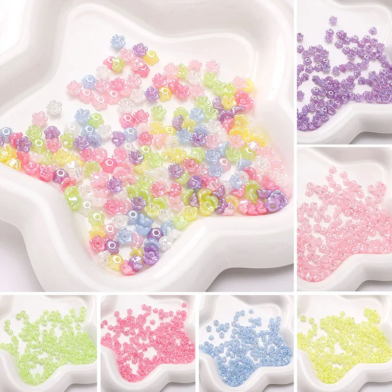ABS imitation pearl colorful small flower scattered bracelet necklace earrings handmade diy beaded jewelry accessories material