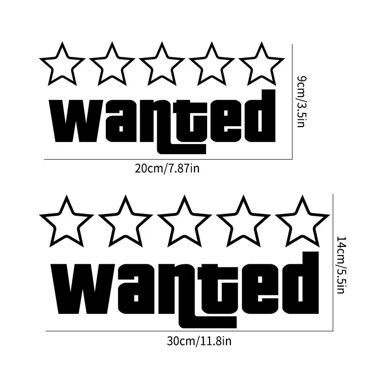 Wanted Pentagram Car Stickers for Rear Windshield Window Glass Auto Bumper Body Cover Scratches Waterproof Auto Accessories