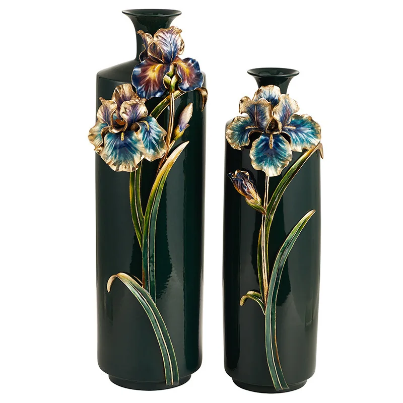 

Light luxury ceramic vase ornament, home living room desktop enamel color, new Chinese entrance dried flower arrangement