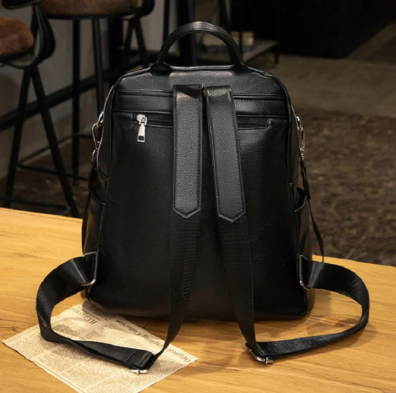 Wysokiej jakości skórzane plecaki podróżne damskie 2026, duże, z podwójnym zamkiem, torby na ramię, torby typu tote, torby na laptopa, torby szkolne.