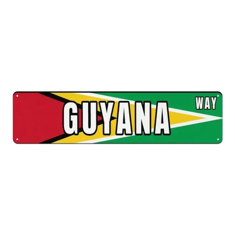1pc Vintage Guyana Flag Metal Wall Art Sign - Large Lettering Retro National Emblem Suitable for Home, Kitchen, Bar, Garage -