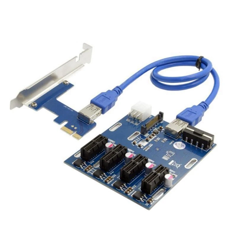 Agregar en tarjeta PCI-E 1 a 4 PCI Express Riser Card Mini ITX a adaptador de ranura PCI-E externo 4 tarjeta multiplicadora de puerto Pcie