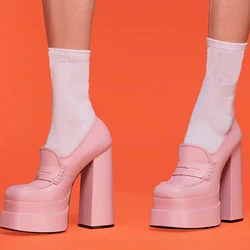 New Square Toe Pumps Women Platform Shoes Women Waterproof High Heels Women Loafers Party Dress Shoes Ladies zapatos de mujer