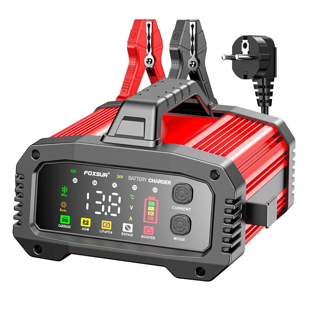 

Portable 25A/15A for 12V-24V Motorcycle Lead Acid AGM GEL LiFePo4 Batteries Smart Car Battery Charger Car Booster Pulse Repair