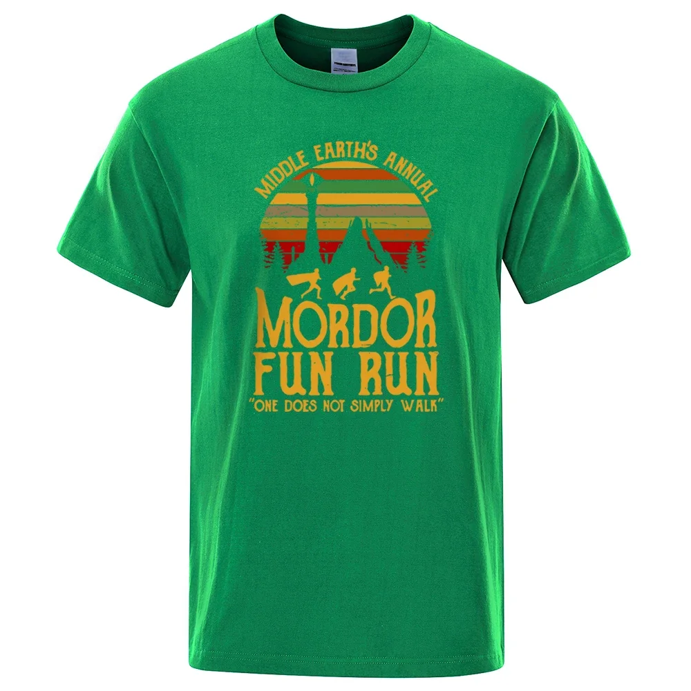 2023 Summer T-Shirt Fitness Casual Short Sleeve Tee Shirt Brand Cool Fitness Tops Middle Earth'S Annual Mordor Fun Run Print