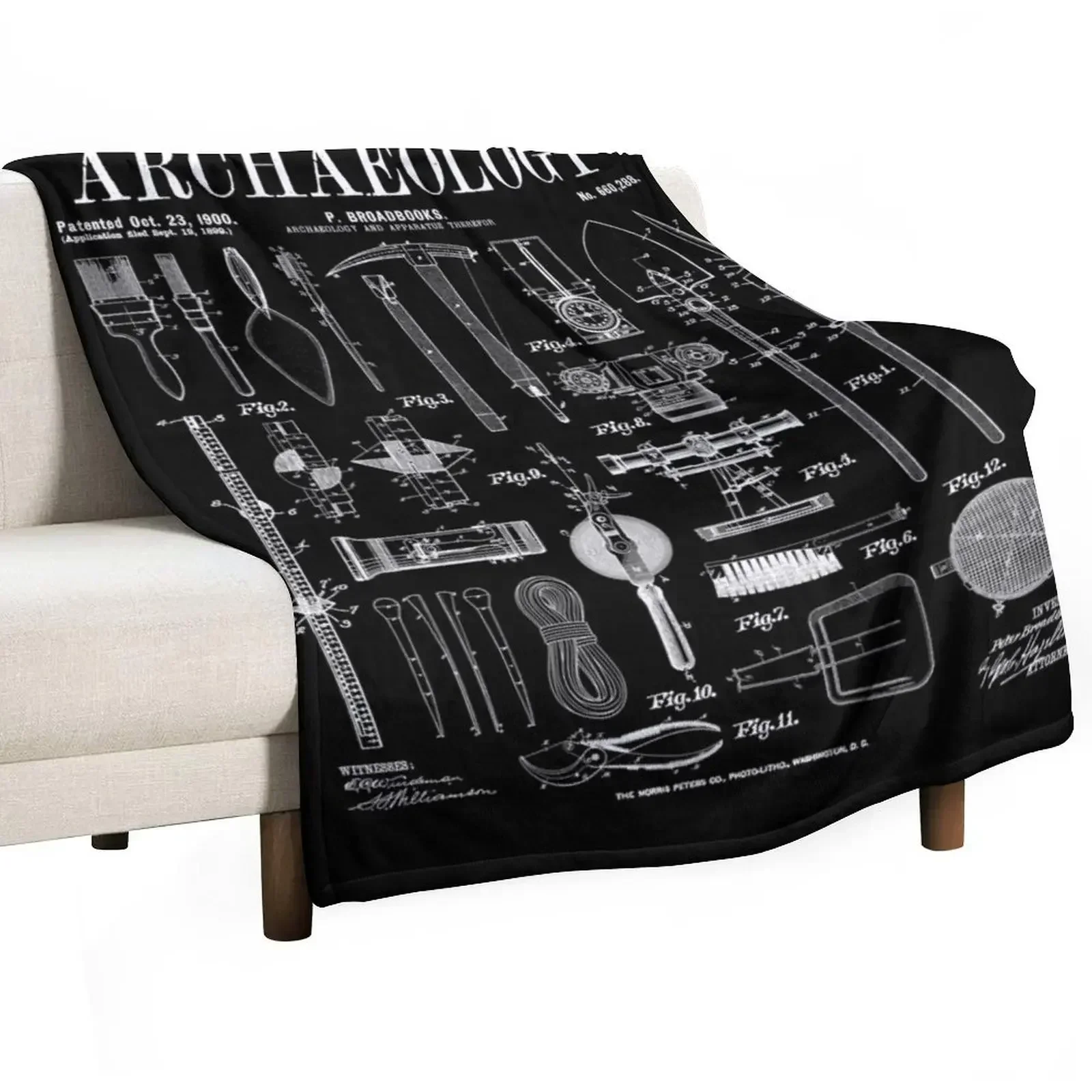 

Archaeologist Archaeology Student Field Kit Vintage Patent Throw Blanket Decorative Sofas Sofas Blankets