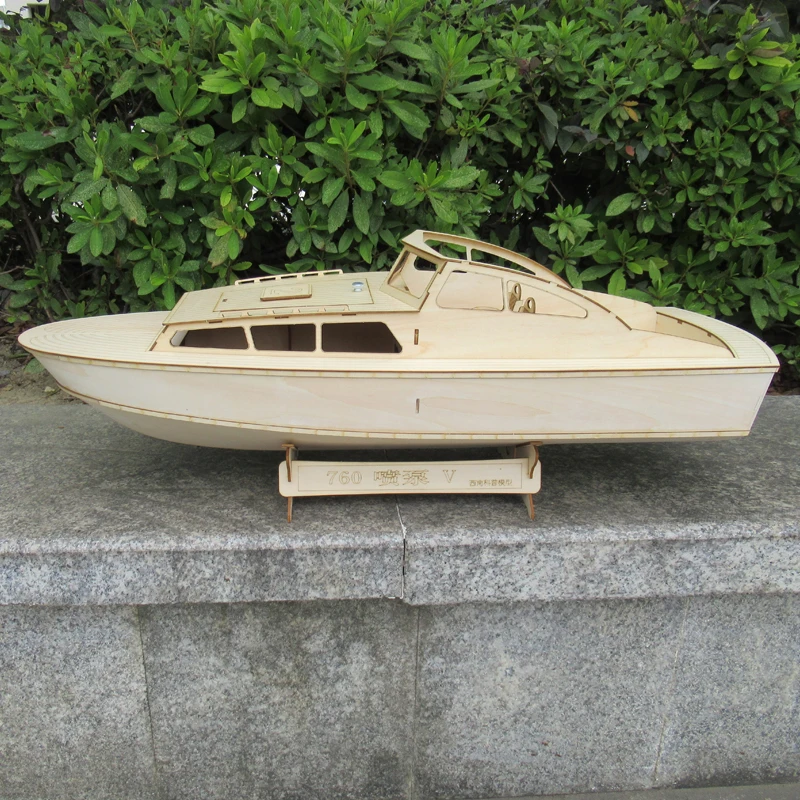 Ship Model Kit DIY Wooden Assembly Toy 760 Jet Pump Version Big Deep V Model Can Be Installed Power Boat Model Assembly Kit