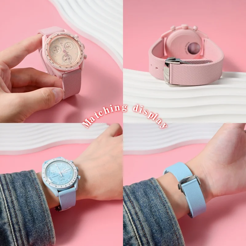 Cinturino universale per orologio a sgancio rapido da 20 mm Cinturino in caucciù fluoroelastomero FKM per Omega Swatch Seamaster, cinturino morbido impermeabile