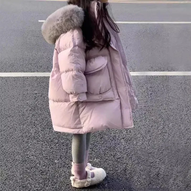 Chaqueta de algodón con cuello de piel para niñas, chaqueta gruesa y cálida para niños, ropa de invierno para niñas, abrigo de invierno, Ropa Niña