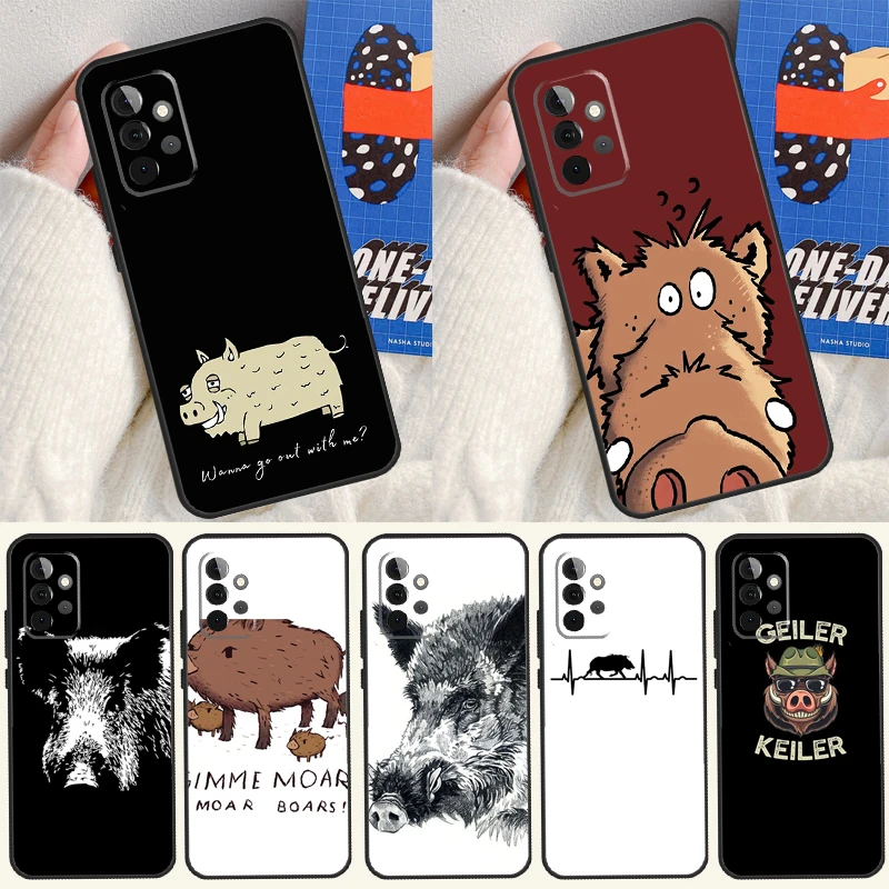 Cute wild boar funny Cartoon Case For Samsung Galaxy A22 A16 A33 A36 A56 A26 A15 A55 A53 A35 A32 A52 A54 A34 A14 A05 A06