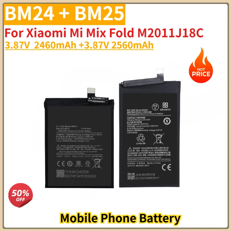 

BM24 BM25 High Quality Phone Battery 2460mAh 2560mAh For Xiaomi Mi Mix Fold M2011J18C Brand New Replacement Battery