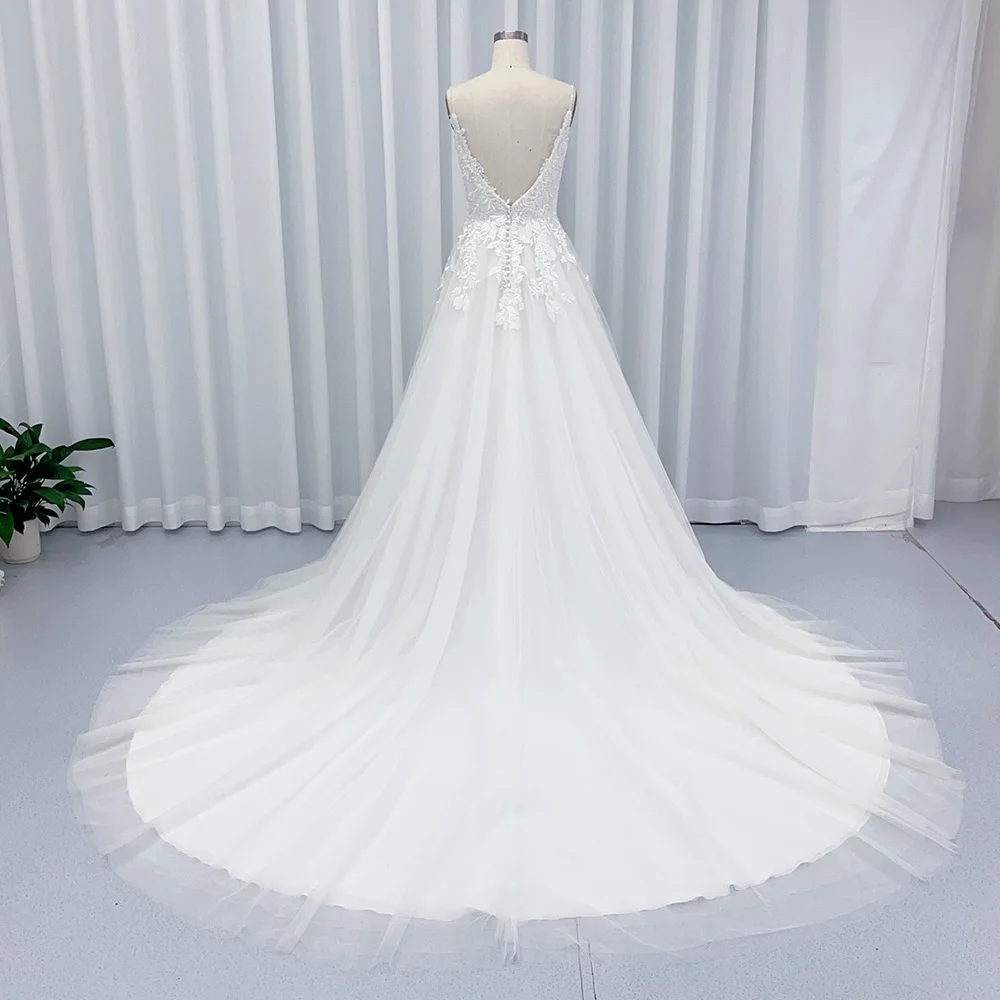 A Line Wedding Dress 2026 Customized Spaghetti Straps Strapless Bridal Gowns Simple Zipper Court Train vestidos novias boda