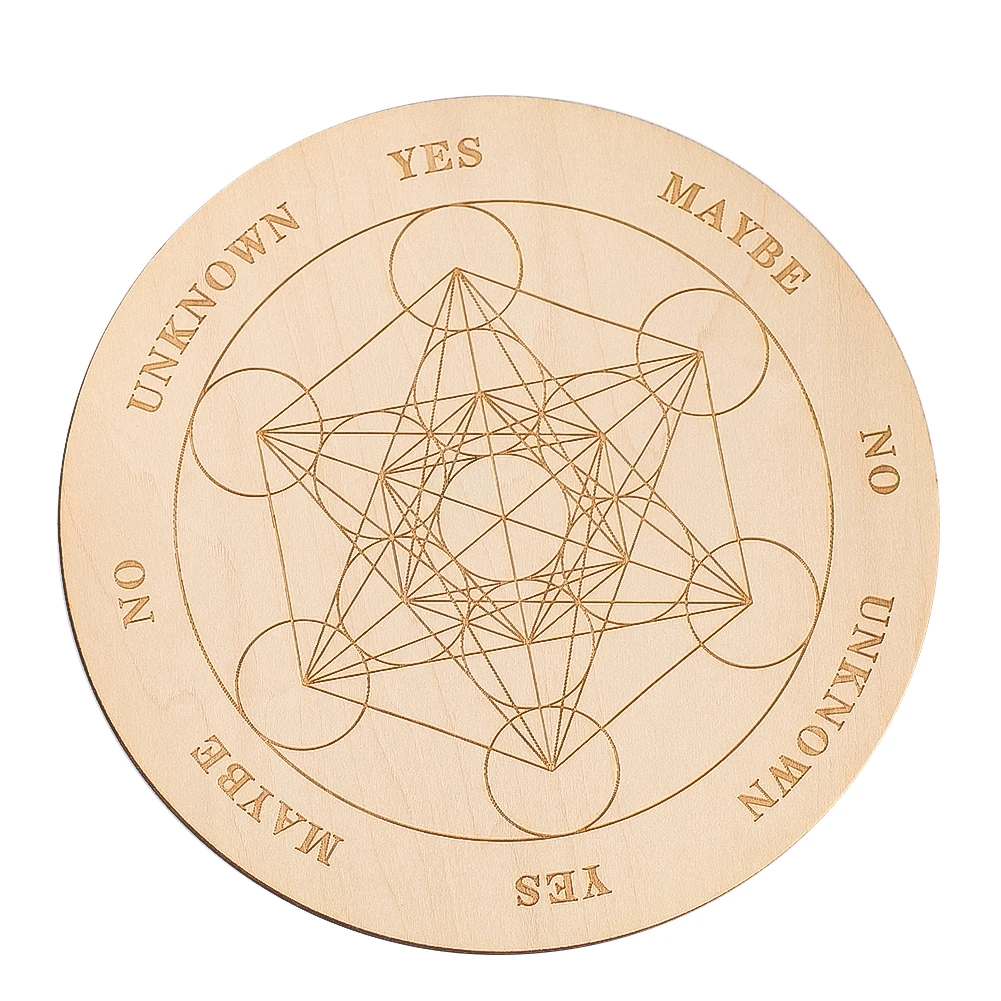 15cm Metatron Crystal Grid Ritual Plate Meditation Astrolabe Decorative Plank Wiccan Divination Tools Coasters Wooden Crafts