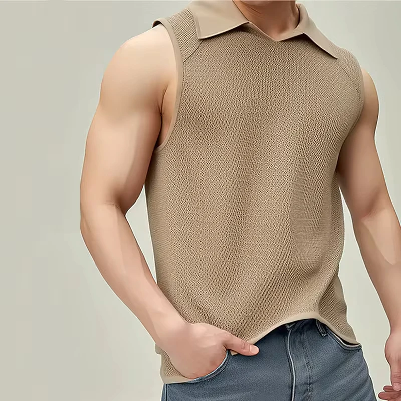 

Joker Loose Casual Vest Male Summer New Sleeveless Lapel Vest Mens Top