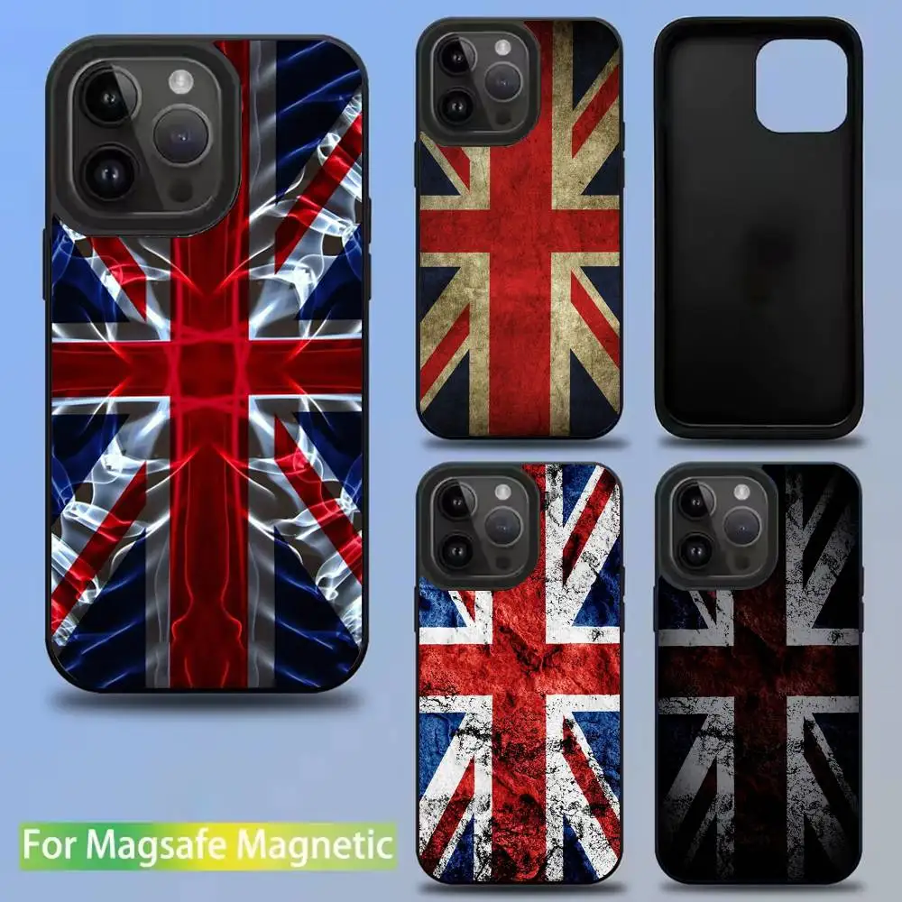 

Чехол для телефона с флагом Великобритании для iPhone 17, 16, 15, 14, 13, 12, 11, Pro, Max, Plus, Mini, SE4, E, магнитный, для беспроводной зарядки MagSafe