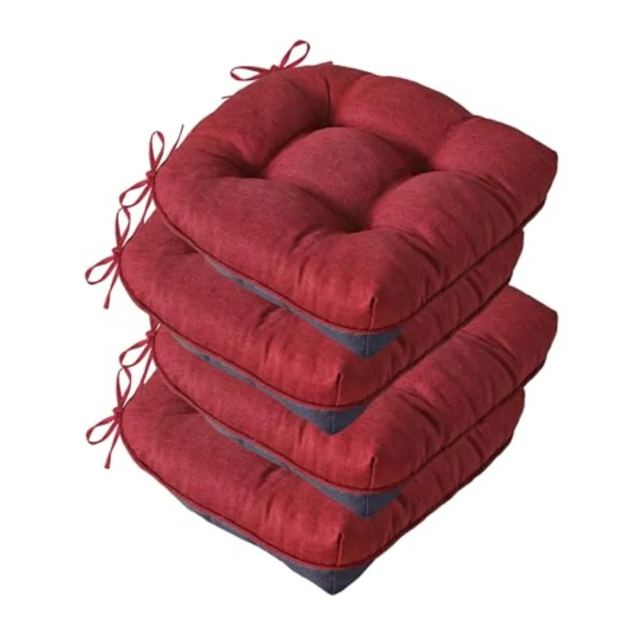 Chair Cushions for Dining Chairs, Seat Cushions for Kitchen Chairs, Indoor Seat Cushions with Ties, Tufted Foam Chair Pads, Non