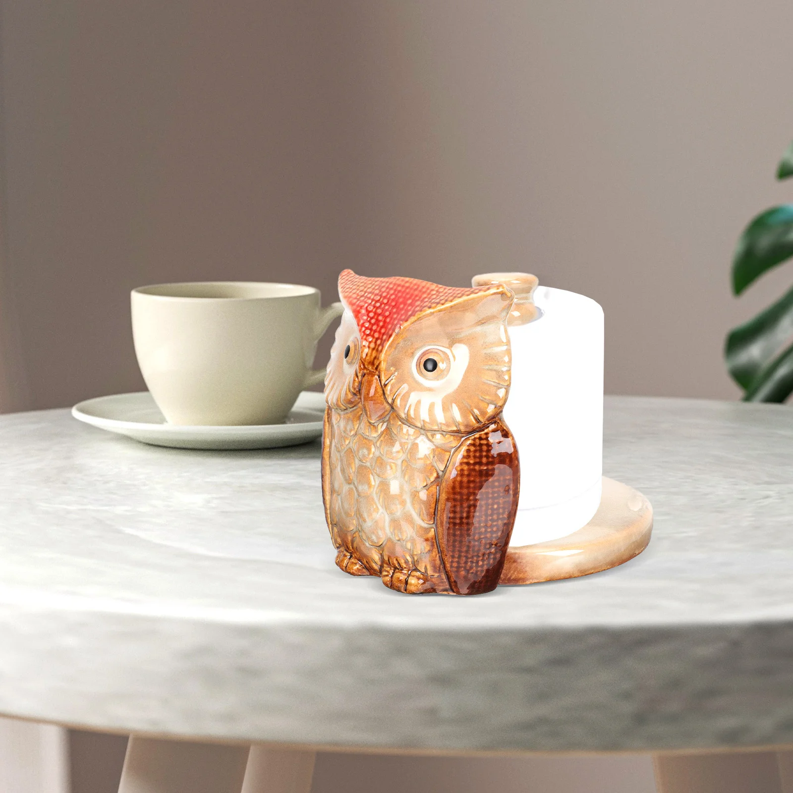 

Premium Ceramic Owl Tissue Roll Holder Simple Elegant Design Fits Any Room Decor in Condo Or Office Roll Paper Stand