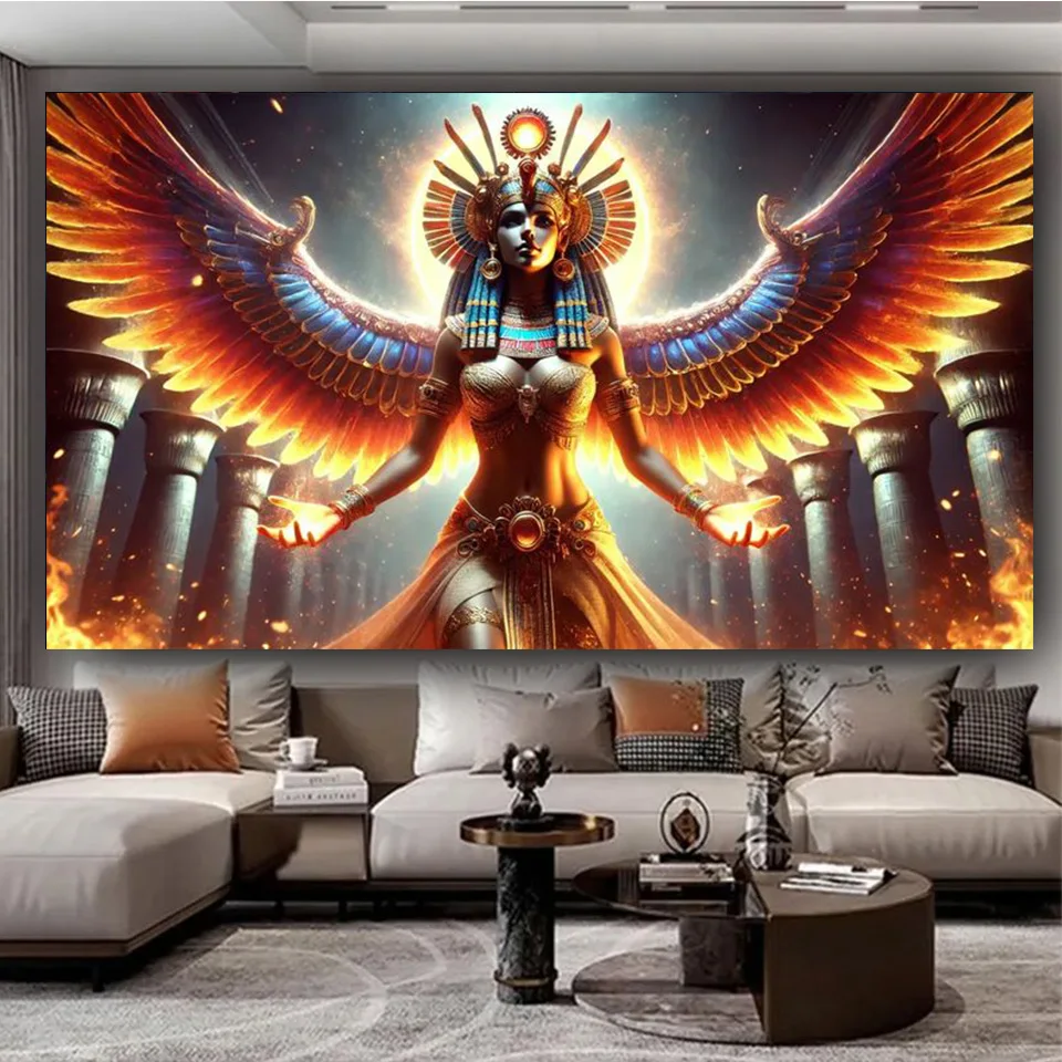 

Ancient Egyptian Goddess 5D Embroidery Psychedelic Art DIY Diamond Painting Full Square round Mosaic Night Wonderland Home Decor