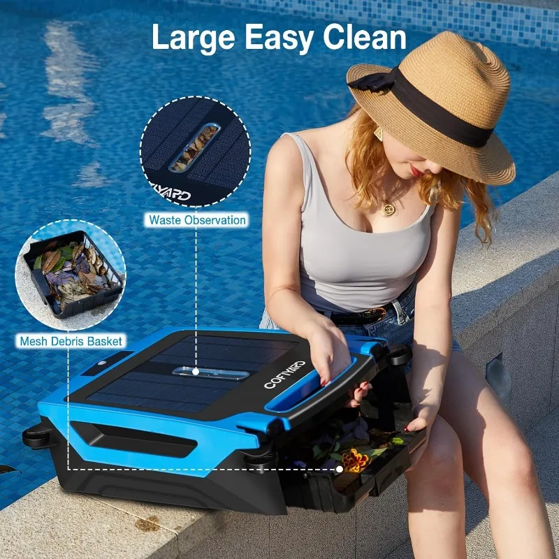 Cofiyard Solar Pool Skimmer Cleaning Appliances Pool Surface Cleaner Robot Pool Cleaner Cleaning Appliances