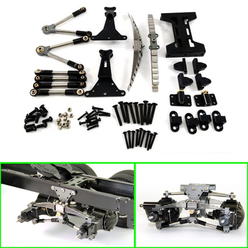 

Metal Rear Double Axle Suspension Assembly for 1/14 Tamiya RC Truck Trailer Scania 770S R620 3363 Actros Volvo MAN LESU Parts