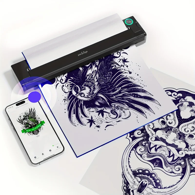 PeriPage P90 Portable Thermal Tattoo Template Printer - Inkless Transfer System, USB Rechargeable, Compatible with Smartphones a