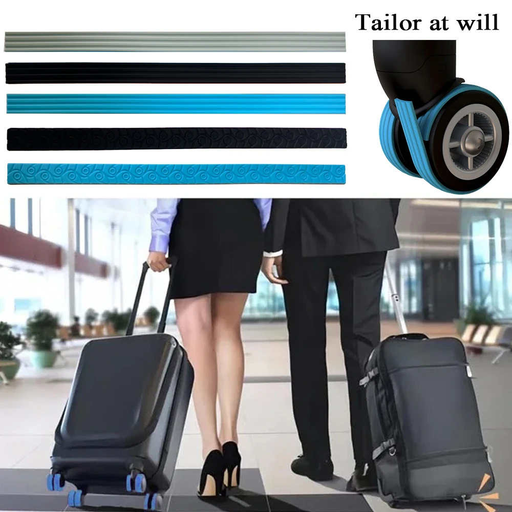 4PCs Tailorable Luggage Wheels Protector Silicone Travel Suitcase Trolley Caster Shoes Reduce Noise Wheels Cover Accessories