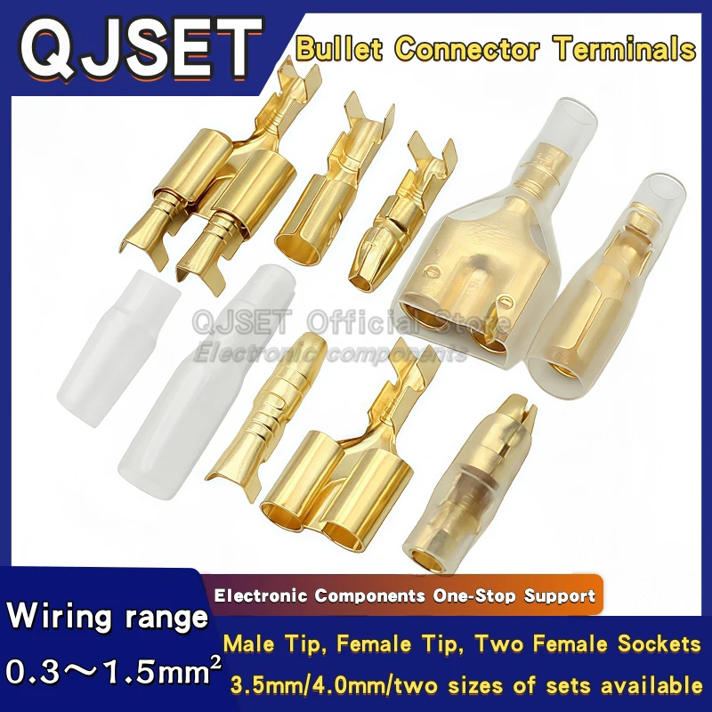

100pcs 3.5 4.0mm Bullet Crimp Terminals Automotive Wire Connector Terminals/Male and Female Docking Terminals Wire Connector Set