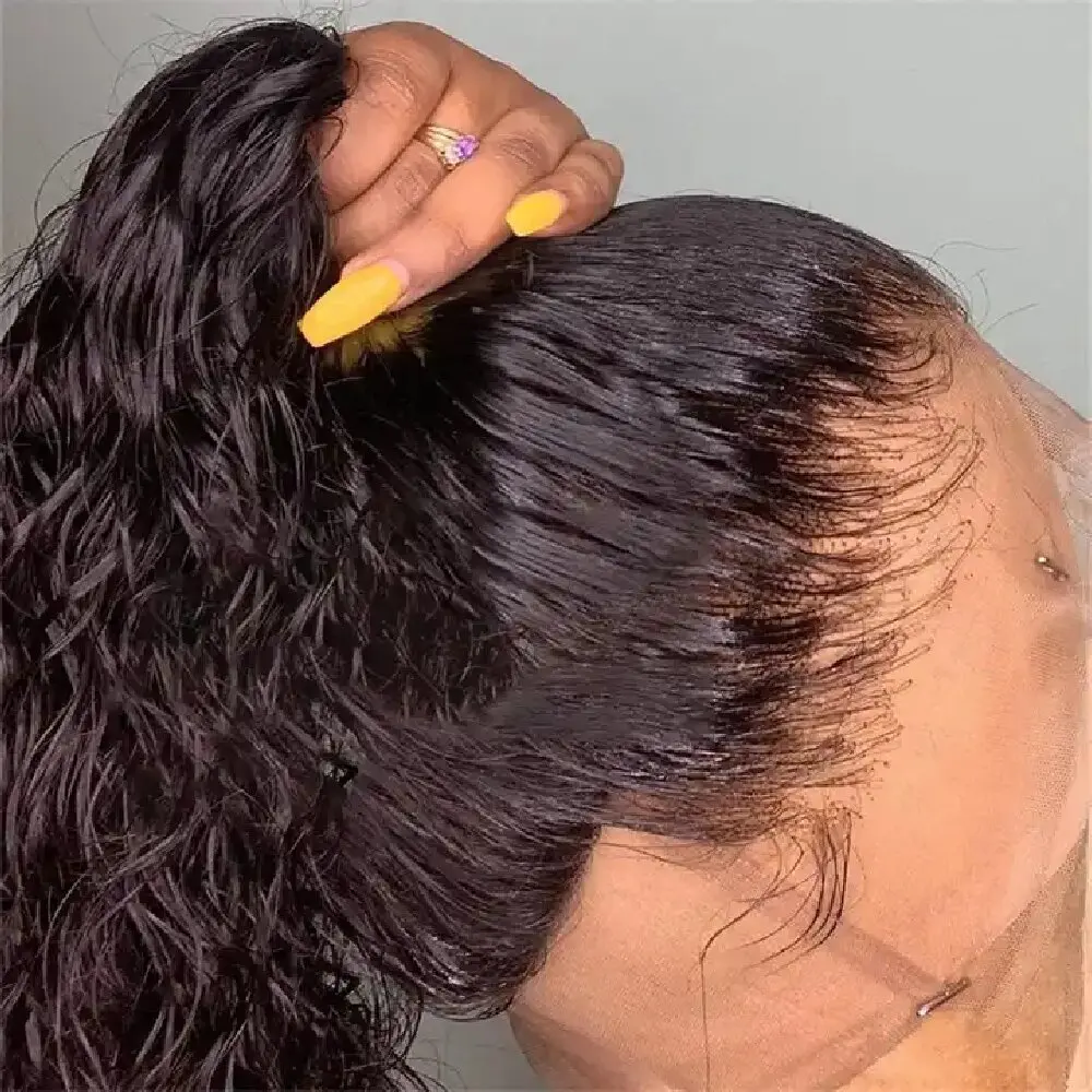 

Pre Plucked Remy Hair 180 Density 360 Transparent Lace Wigs Swiss Lace Front Water Wave Wigs Brazilian Human Hair Curly Wig