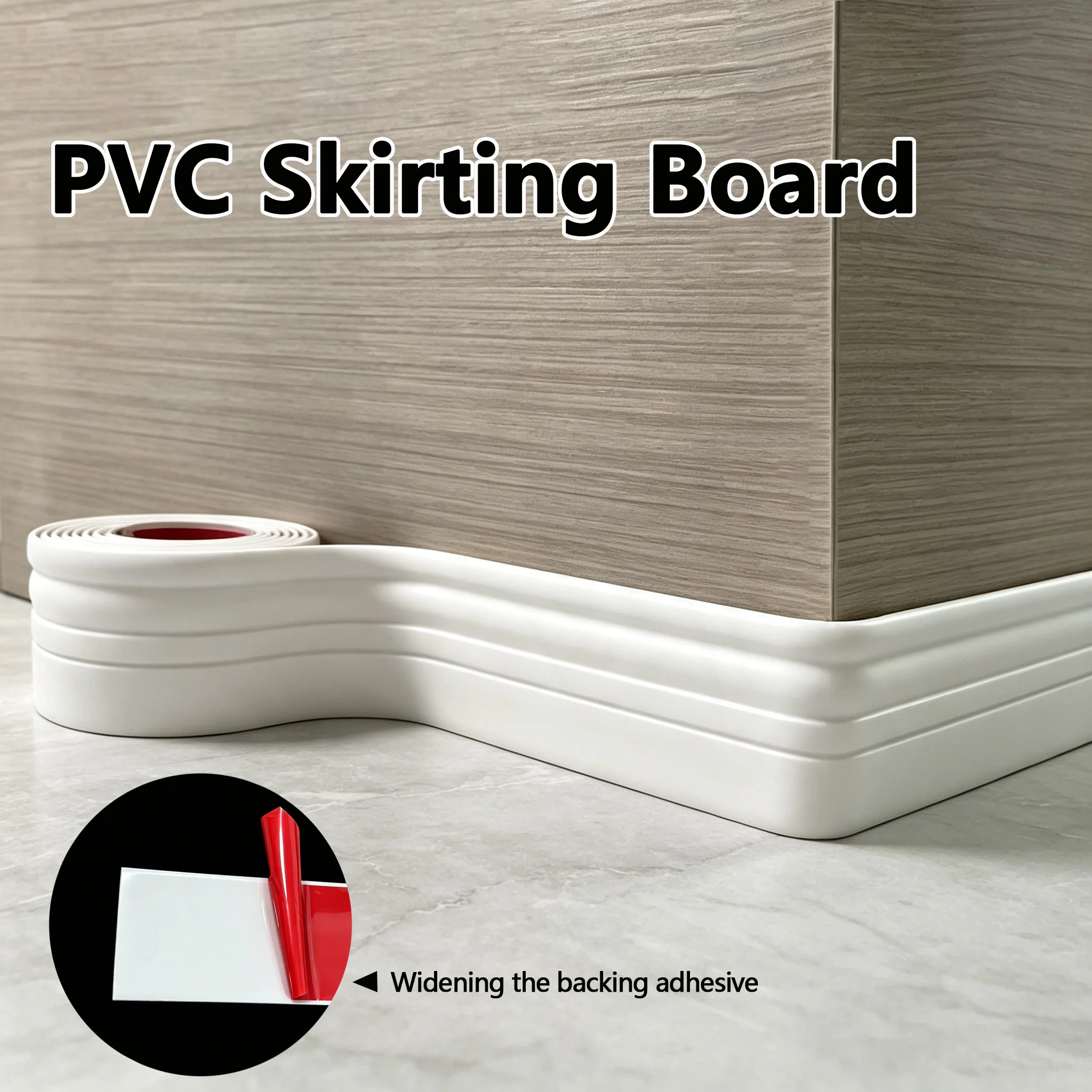 Length:196.85 Inches - 1-Roll Self-Adhesive Skirting Board, Thickness 3mm, Suitable For Home Aesthetic Space Decoration.