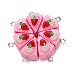 5Pcs/Lot 3D Mini Strawberry Cake Resin Pendant Charms for Earring Bracelet Necklace DIY Jewelry Keychain Making Accessories