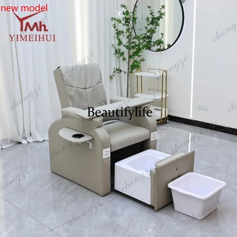 H134 T Nail Salon Equipment Black Leather No Plumbing Foot Spa Chair Luxury Electric Reclining Pedicure Chair