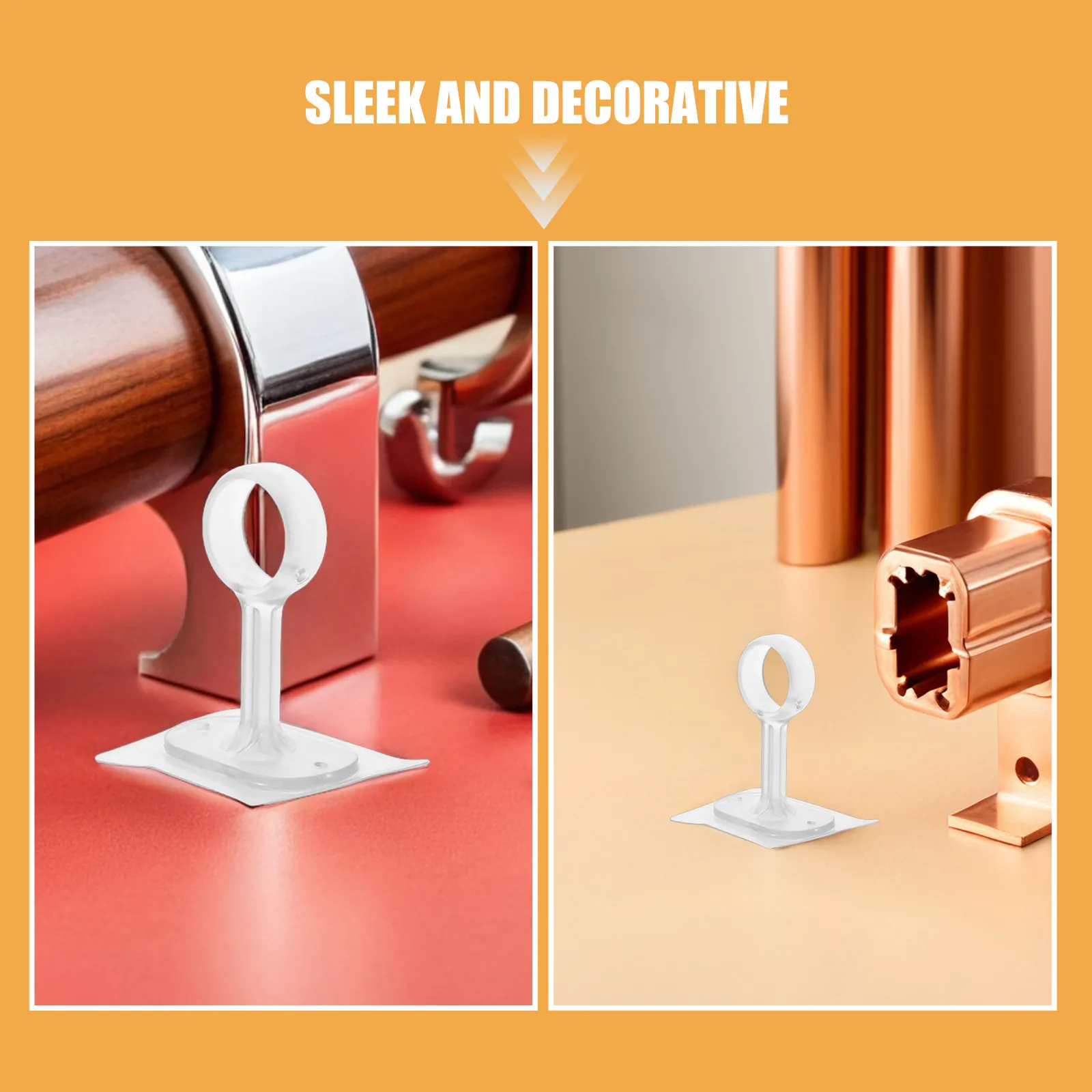 4Pcs Adhesive Curtain Rod Brackets Ceiling Mounted No Hole Holders for Bathroom Kitchen Bedroom Glass Tile Walls Modern