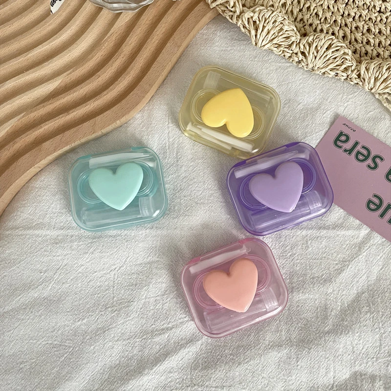 Mini Simple All-in-One Contact Lens Case Colorful Portable Transparent No Need To Unscrew The Lid Lovely Duplex Case