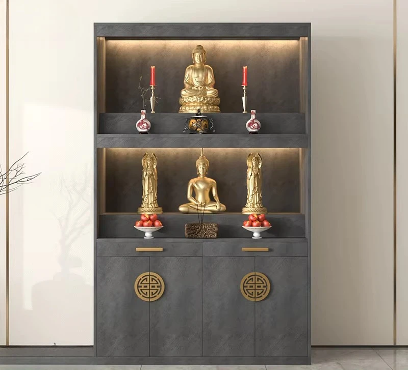 Buddha Shrine Clothes Closet Double-Layer Worship Table Bodhisattva Guanyin God of Wealth Altar Cabinet