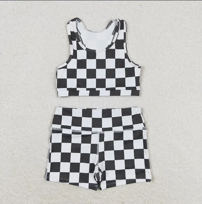 

RTS Little Girls Casual Sleeveless Sportwear Summer Crop Tops with Shorts Comfortable Activewear 2Pcs Sets for Kids