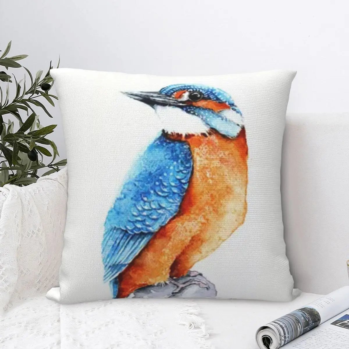 

Зимородок, акварель, животное, птица, домашняя наволочка, удобная декоративная подушка, диванные подушки, используемые для дома, спальни, гостиной