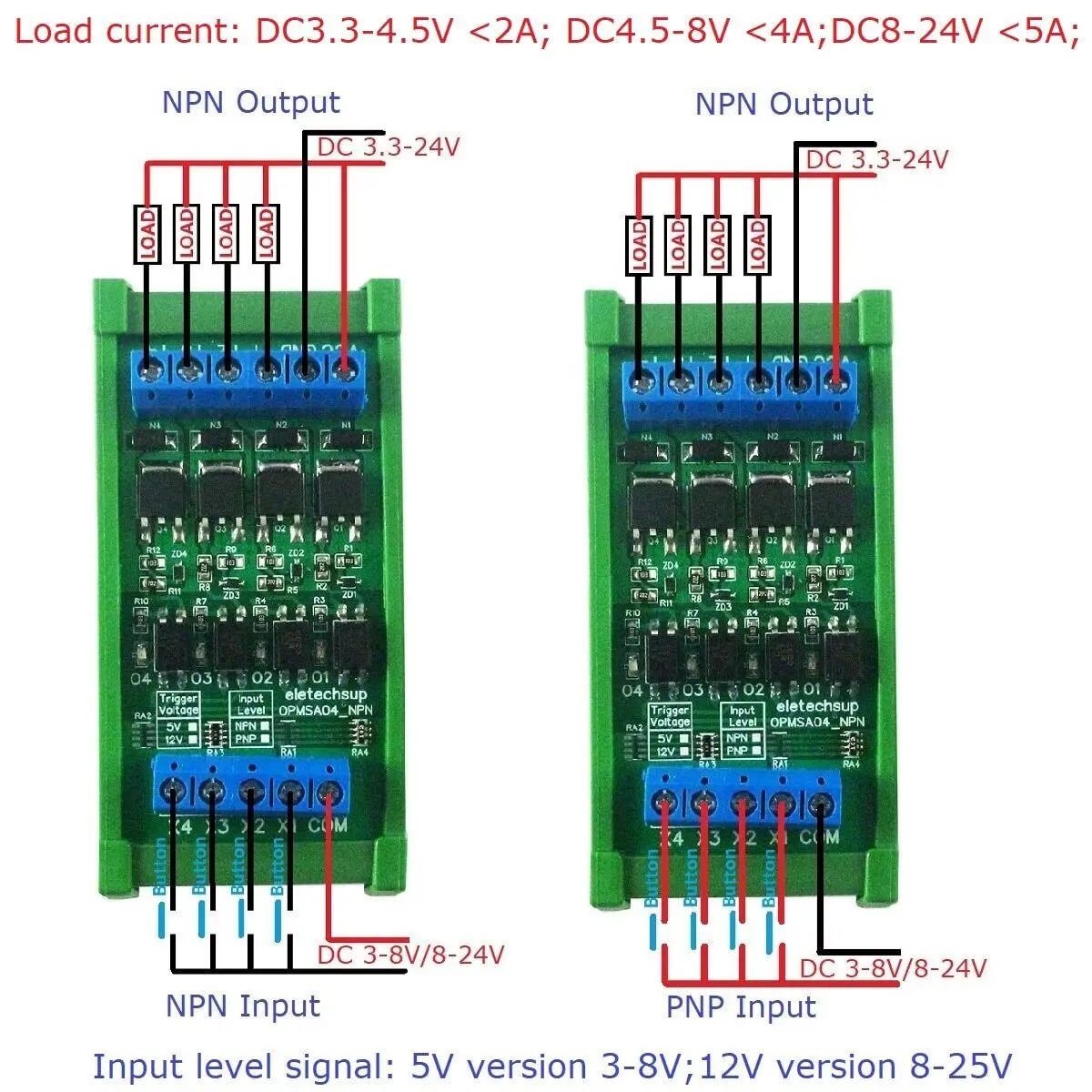 OPMSC12NPN to NPN Digital 12CH 3.3-5V  Logic Convert 2A MOS Solid State Signal Amplifier