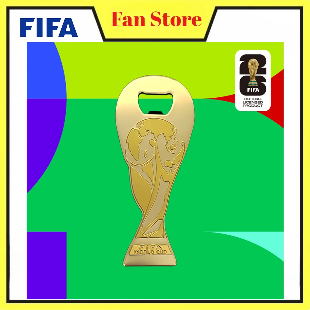 

2026 US Canada Mexico World Cup FIFA Licensed 2D Gold Cup Magnetic Bottle Opener Fridge Magnet Football Souvenir Gift