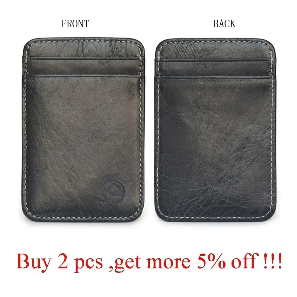 Fashion 100% Genuine Leather Thin Bank Credit Card Case Mini Card Wallet Men Bus Card Holder Cash Change Pack Business ID Pocket