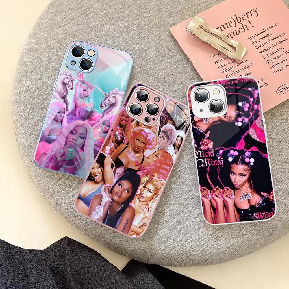 Singer N-NickiS M-MinajS Phone Case Tempered Glass For iphone 14 13 12 11 Pro Mini XS MAX 14Plus X XS XR Fundas